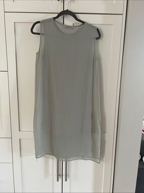 AllSaints Light Grey Chiffon Round-Neck Sleeveless Dress size 4